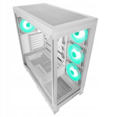 Kutia PC Rampage Hydra V2 Aquarium, 4 ftohësa ARGB, ATX e E-ATX, e bardhë