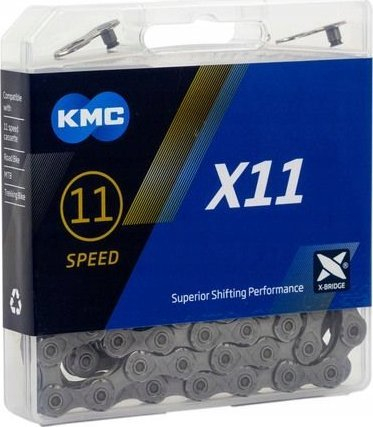 Zinxhir biçiklete KMC X11, 11 shpejtësi, 114 hallka, gri