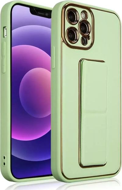 Këllëf silikoni për telefon New Kickstand Case iPhone 13 Pro Max, me stendë, jeshil