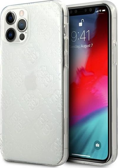 Mbulesë telefoni Guess GUHCP12L3D4GTR, për iPhone 12 Pro Max 6.7", transparente, motiv 4G 3D