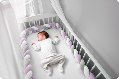 Mbrojtëse krevati për bebe Ricokids Braided, 3 m, antialergjike, shumëngjyrëshe pastel