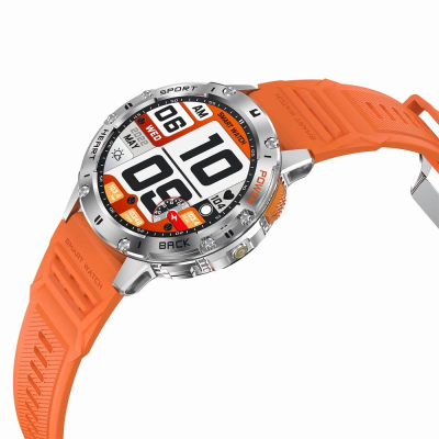 Smartwatch Gravity GT22-4, ekran me ngjyra, i papërshkueshëm nga uji, portokalli me të zezë