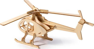 Puzzle 3D druri Nice-idea, model helikopter, montohet vetë pa ngjitës, ngjyrë druri natyrale