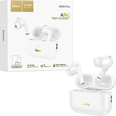 Kufje pa tela HOCO EW56 Plus, Bluetooth 5.3, ANC, të bardha
