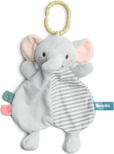 Lodër pelushi Sensillo Minizoo, elefant me unazë varëse, për bebe, gri