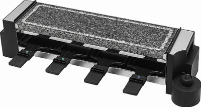 Grill raclette Clatronic RG 3678, 1200W, me pllakë guri t’djegur natyral, ngjyrë e zezë