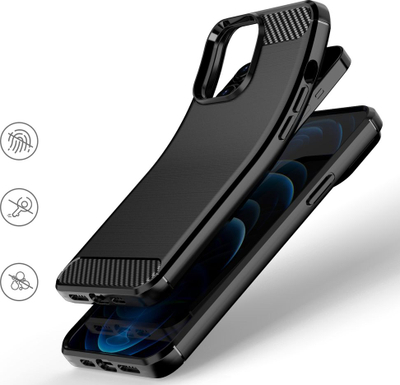 Këllëf telefoni Hurtel Carbon Case, për iPhone 13 Pro, prej TPU fleksibël, i zi