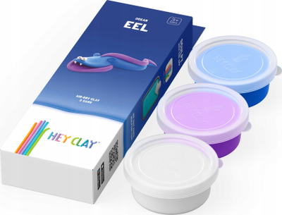 Set plasteline Hey Clay Eel Tm Toys, 3 doza, shumëngjyrësh