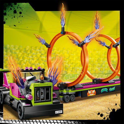 Set LEGO City Stunt Challenge Truck and Fire Rings 60357, 479 pjesë, për fëmijë 6+ vjeç, shumëngjyrësh