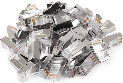 Fishe rrjeti RJ45 Spacetronik NC-RJ455FT-0, Cat 5e FTP, set 100 copë, transparente