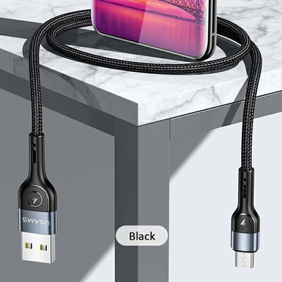 Kabllo Usams USB-A - microUSB, 1m, e zezë 