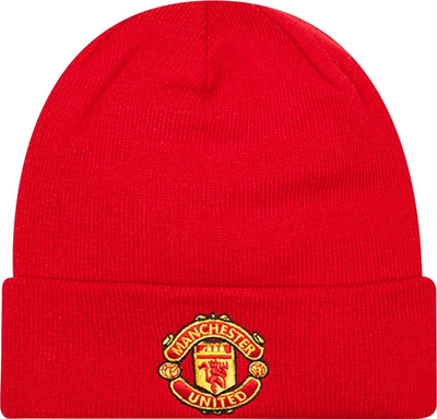 Kapelë beanie New Era Core Cuff, Manchester United FC, akrilik, e kuqe