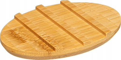 Pjatë sapuni ovale, polyresin dhe bambu, 12.5x9x2.5cm, e zezë