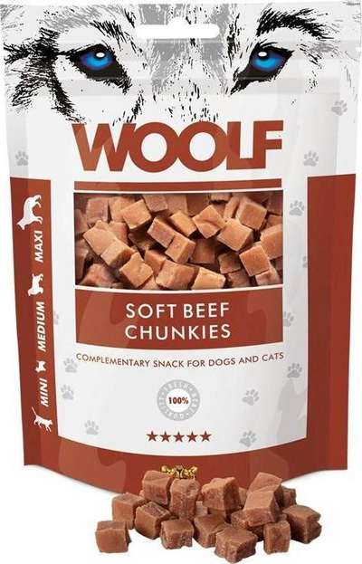 Shujta për qen Woolf Soft Beef Chunkies, 100g, mish viçi