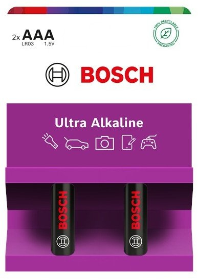 Bateri Bosch Ultra Alkaline AAA, 1.5V, pako me 2 copë