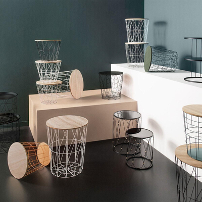 Tavolinë kafeje Atmosphera Kumi Wire, metal dhe MDF, e bardhë
