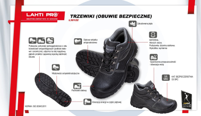 Çizme pune Lahti Pro Leather, S3 SRC, numër 40, të zeza gri