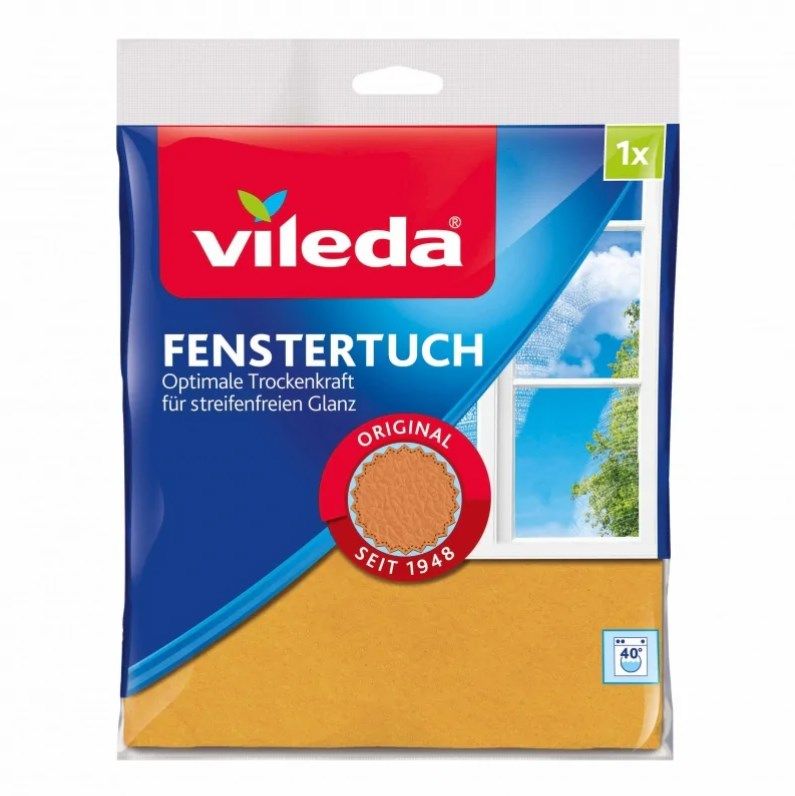 Leckë për dritare Vileda Window Cloth Plus, 30% mikrofibër, e verdhë