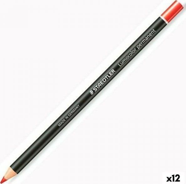 Markera permanent Staedtler Lumocolor Glasochrom, set 12 copë, të kuqe