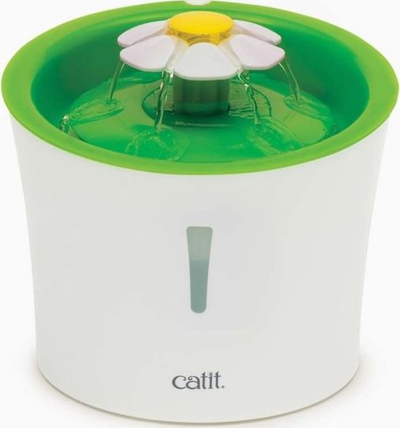 Burim uji për mace Catit Senses 2.0, me rrjedhje non stop, me lule, i bardh me jeshile