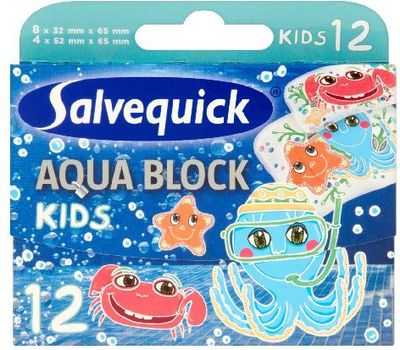 Фластери Salvequick Aqua Block Kids, 12 парчиња