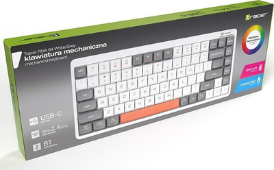 Tastierë mekanike Tracer Fina 84, TKL, RGB, bardh gri