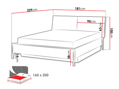 Krevat 160 cm me hapësirë magazinimi SNUGLY SU-02, bezhë