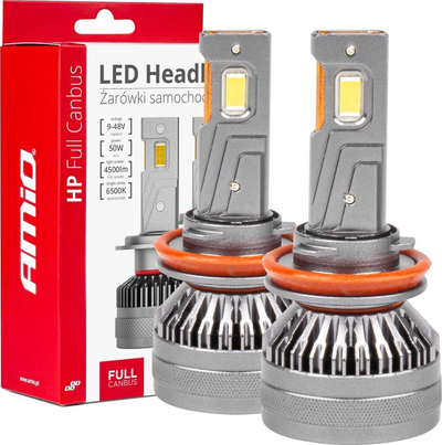 Llamba LED për makinë AMiO HP Canbus AMIO-03677, H8 H9 H11, 12V 24V, dritë e bardhë