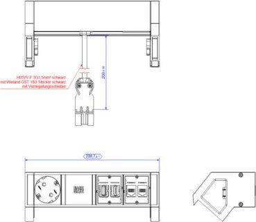 Prizë shumëfishe tavoline Bachmann DESK2, 1x CEE7 2x CAT6A 1x HDMI, 0.2m, e bardhë