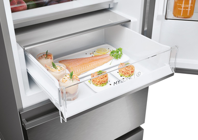 Frigorifer kombi Haier HTW5620DNMG, 414L, No Frost, inox