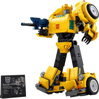 Set ndërtimi LEGO Icons Transformers Bumblebee 10338, 950 pjesë, model konvertues, i verdhë