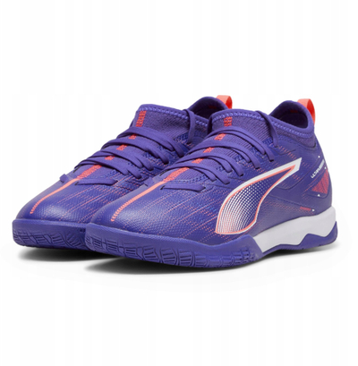 Këpucë futbolli për sallë Puma Ultra 5 Match IT+ Mid Jr, kalamaj, vjollcë