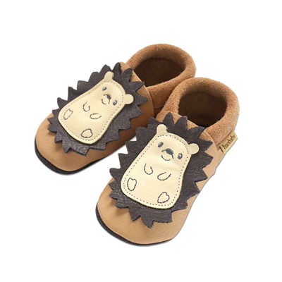 Pantofla fëmijësh Baobaby Classic Spikey Powder, lëkurë e butë, madhësia M, kafe