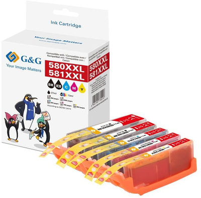 Set bojërash G&amp;G GP C580XXL PGBK 581XXL BKCMY, 5 copë, kompatibël