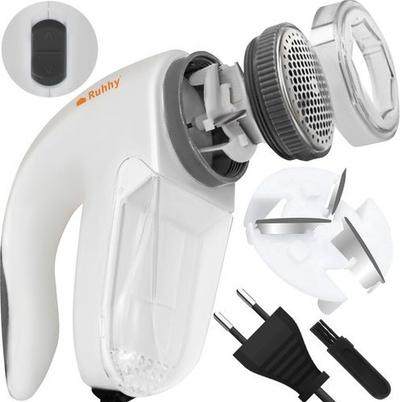 Heqës pejlash Ruhhy Fabric Shaver, me rrymë 230V, teh me 3 presa, i bardhë