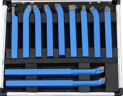 Set veglash torno profesionale, 11 copë, 10x10 mm, blu