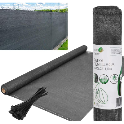 Rrjetë për hije Saska Garden, 140g/m², 1.5x10m, gri e errët