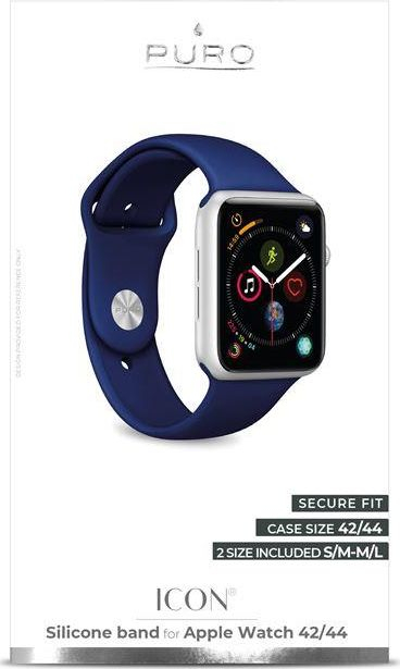 Rrip smartwatch Puro Icon Strap, për Apple Watch 44mm, silikon, blu e errët