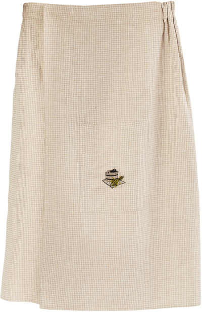 Fartuk saune DomoClip EMBROIDERED, 75x145 cm, material waffle, bezhë