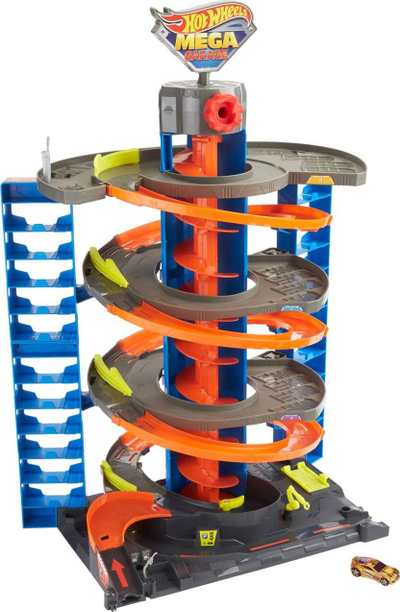 Set garazhi Hot Wheels City Mega Garage, 4 kate, i lartë 70 cm, shumëngjyrësh