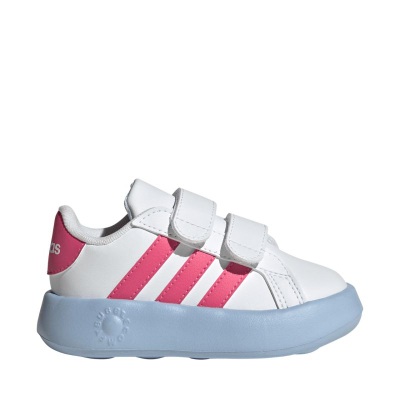 Бебешки патики Adidas Grand Court 2.0, со велкро затворање, EVA ѓон, бели