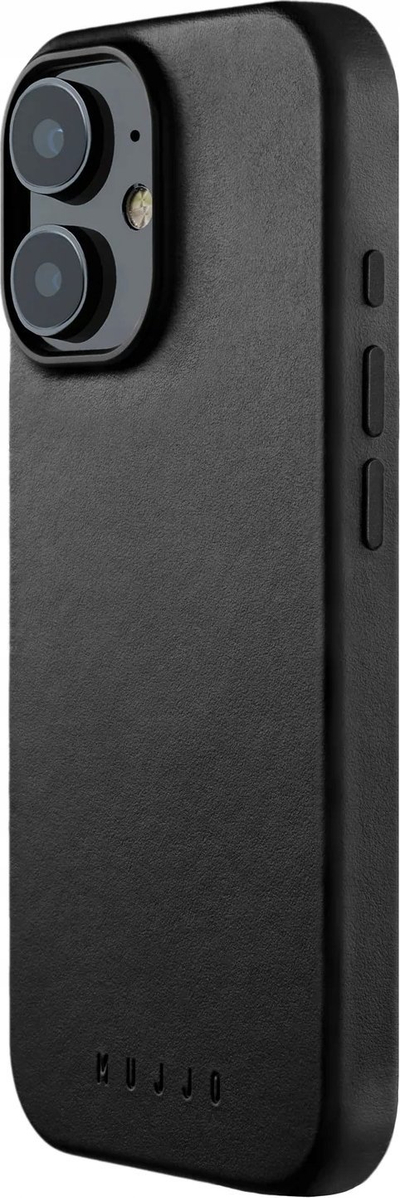 Mbulesë telefoni Mujjo Base Full Leather, për iPhone 16, MagSafe, e zezë