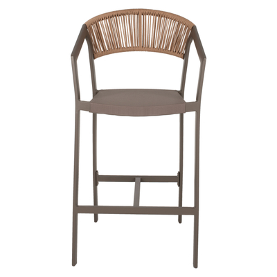 Stol bar alumini Miri HM5892.23, 56x58x105 cm, rattan sintetik, ngjyrë champagne
