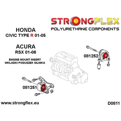 Inserte mbajtëse motori Strongflex 081252B, poliuretan 80ShA, set i kuq