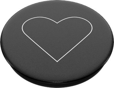 Mbajtëse telefoni PopSockets PopGrip White Heart Black, rrëshqitëse, me pjesën e sipërme që ndërrohet, e zezë