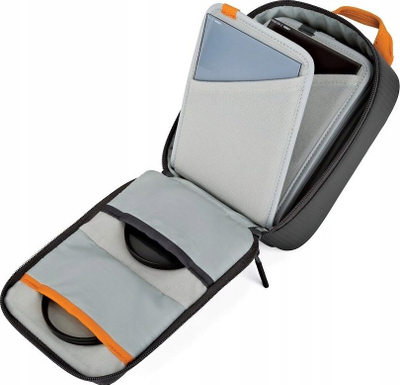 Çantë për filtra foto Lowepro GearUp Filter Pouch 100, me xhepa për ndarje, me dorezë, gri