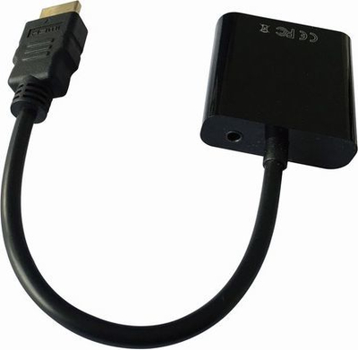 Адаптер AV Gembird HDMI - D-Sub (VGA) + Jack 3.5mm (A-HDMI-VGA-03), црн