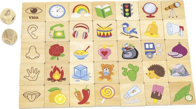 Loja edukative druri Viga Toys Learning Puzzle Sort the Senses, 37 copa, shumëngjyrëshe