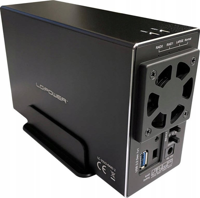 Kuti e jashtme për hard disk LC-Power LC-35U3-RAID-2, 2x 3.5", USB 3.2, RAID, e zezë