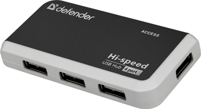 HUB USB Defender Quadro Infix 83504, 4 porta, USB 2.0, i zi me të bardhë